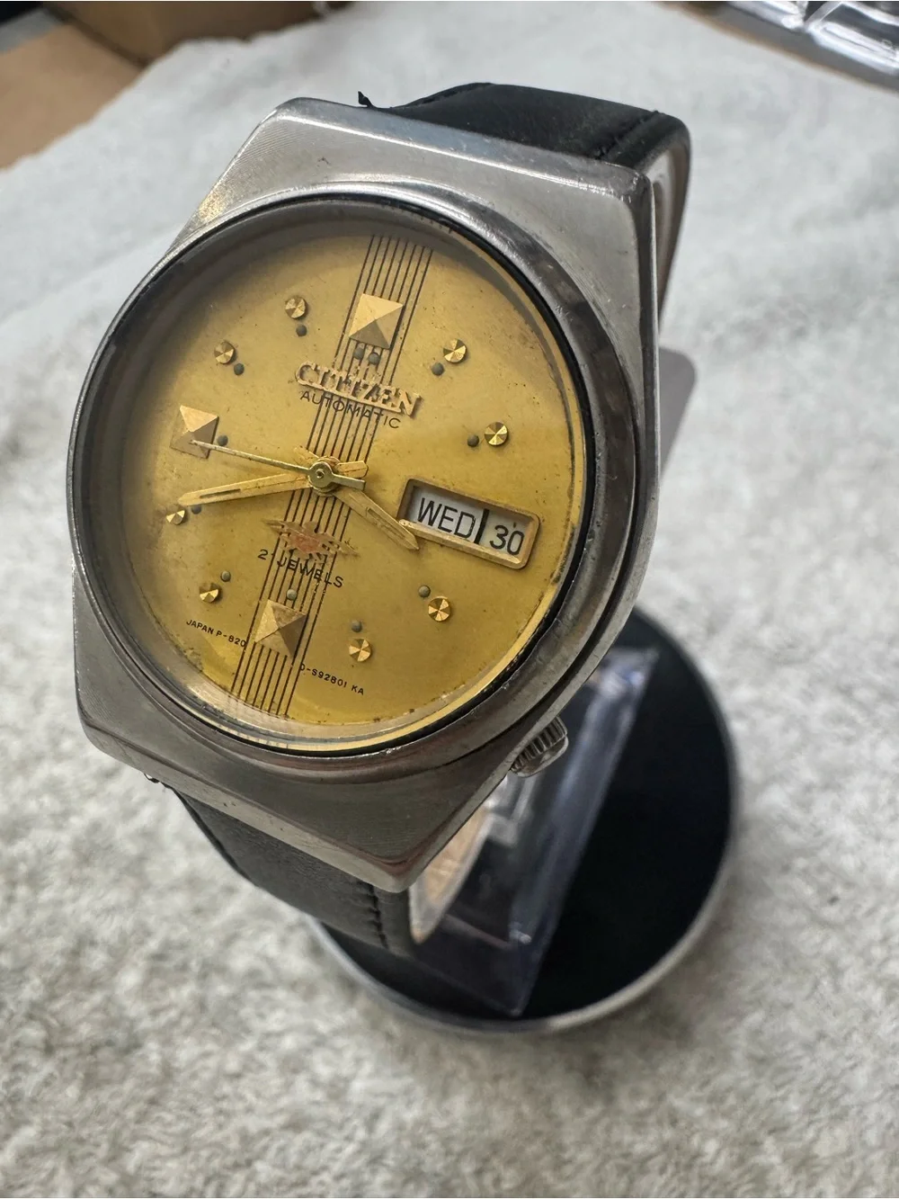 Citizen Gold Dial Automatic Watch with Black Strap